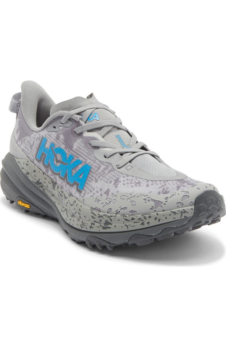 HOKA Speedgoat 6 Trail Running Shoe, Main, color, Galactic Grey / Hoka Blue