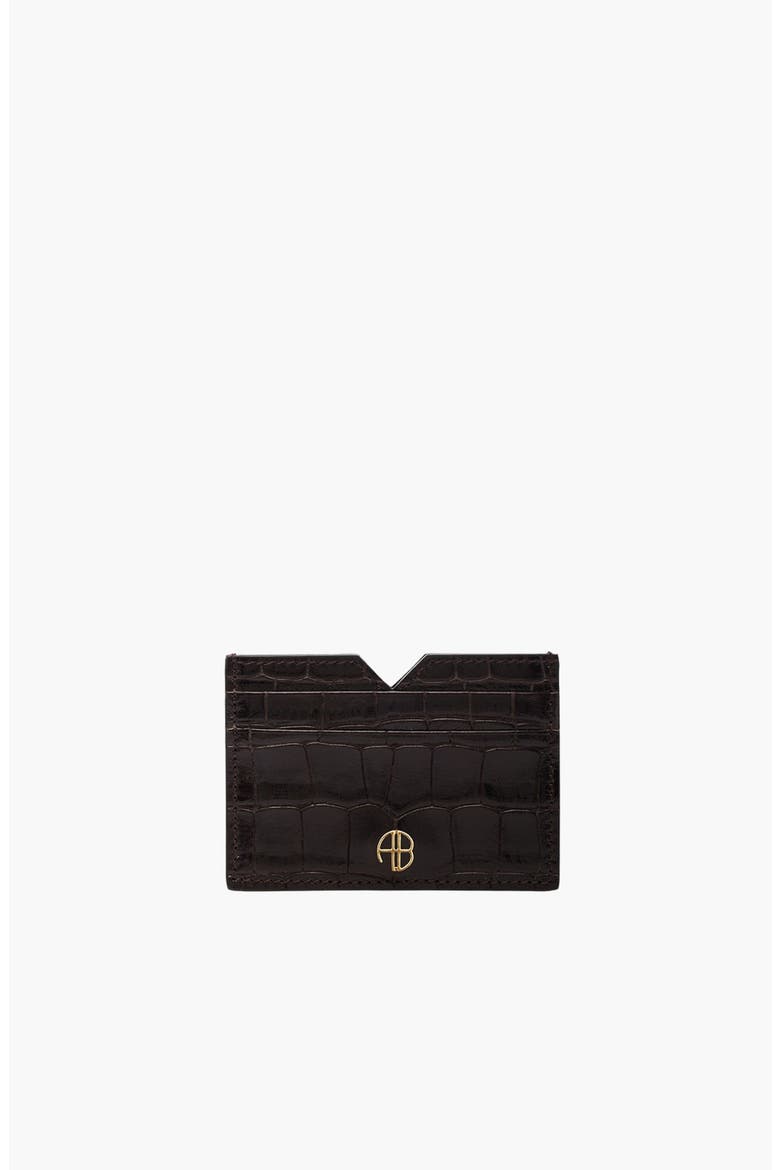 Calli Embossed Card Holder, Main, color, Dark Brown