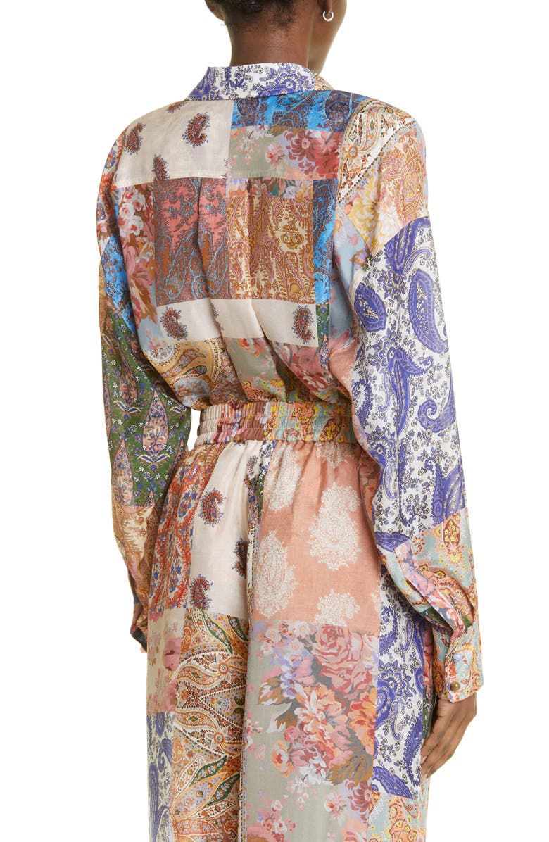 Zimmermann Devi Paisley Oversize Silk Button-Up Shirt, Alternate, color,