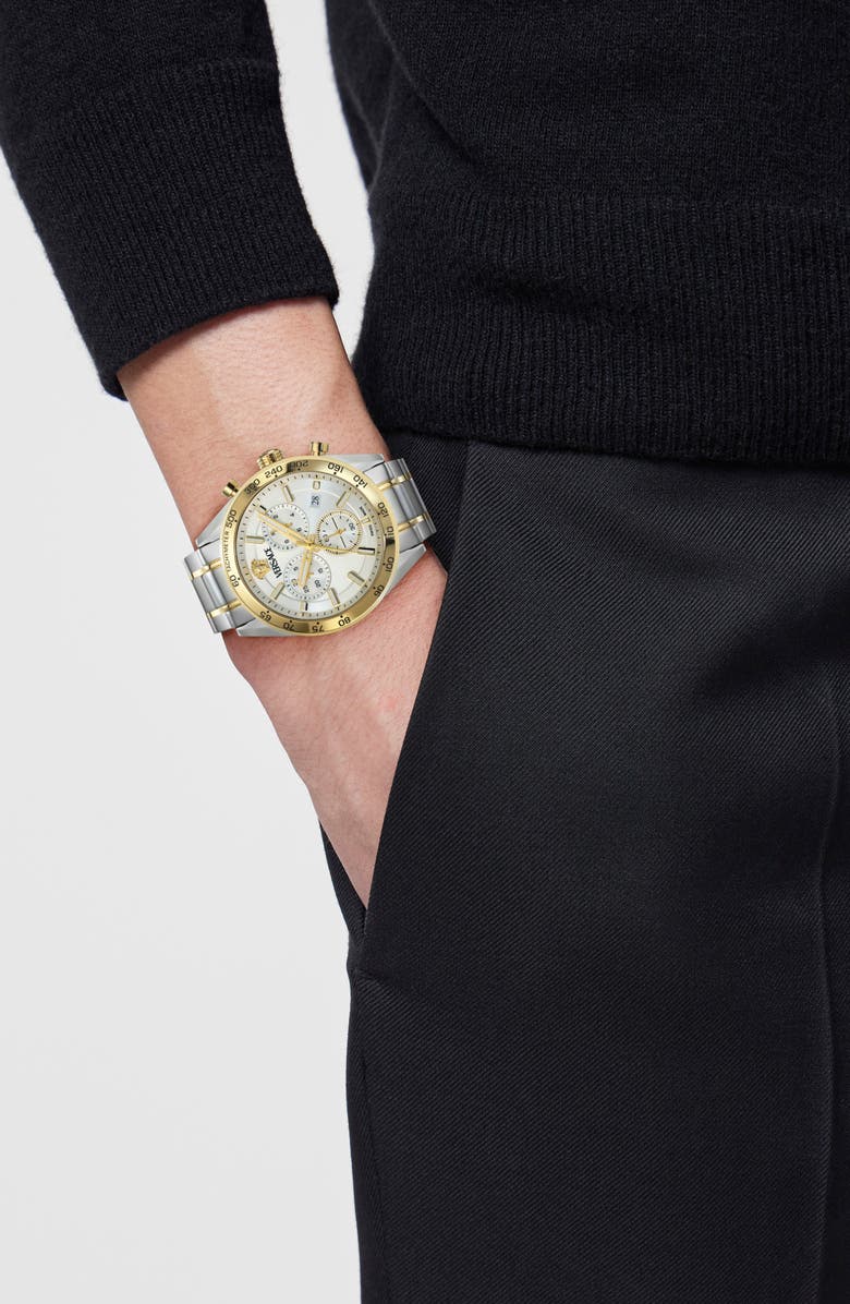 Versace V-Code Chronograph Bracelet Watch, 41mm, Alternate, color, Two Tone