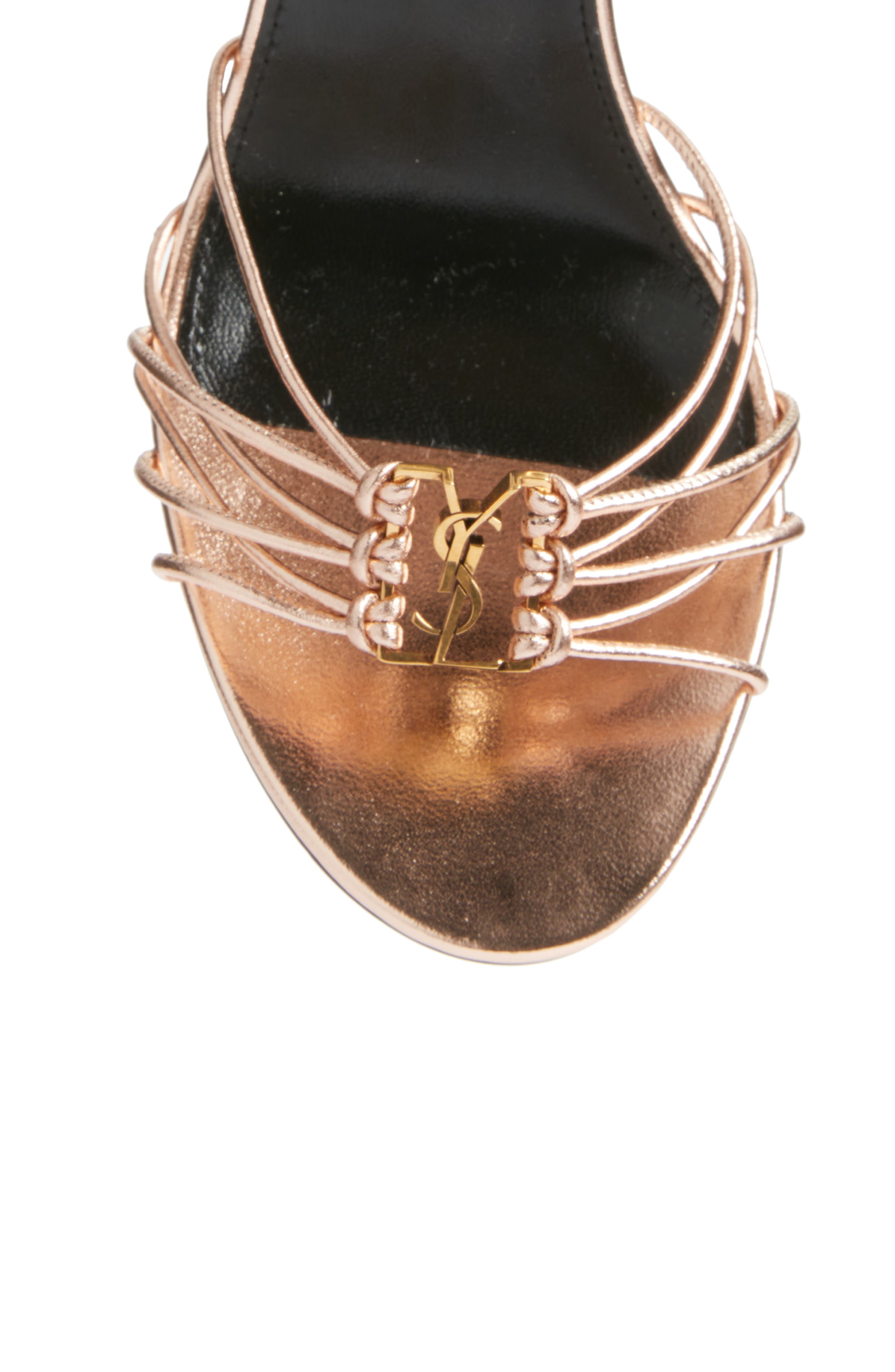 Saint Laurent Babylone Ankle Tie Sandal, Alternate, color, Metallic Gold