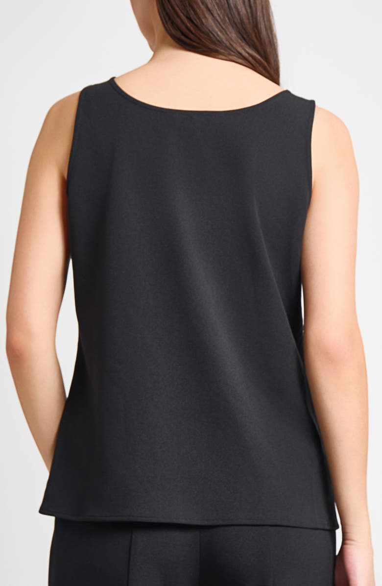 Ming Wang Deco Scoop Neck Stretch Crepe Tank, Alternate, color, Black