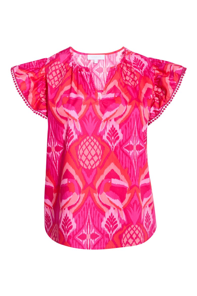 Devant Carya Ruffle Cotton Top, Alternate, color, MAGENTA-CORAL