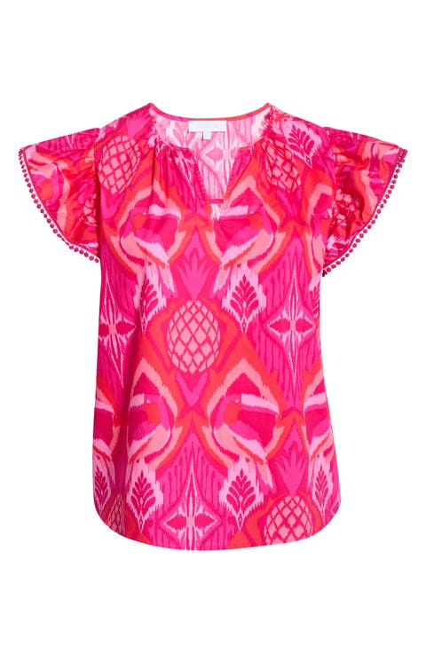 Devant Carya Ruffle Cotton Top (Plus)