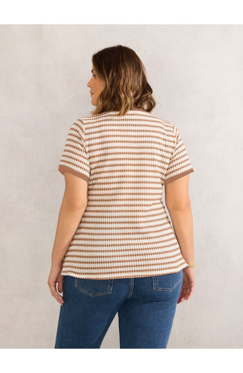 Live Unlimited Contrast Stripe Crochet Top, Alternate, color, Multi / Tan