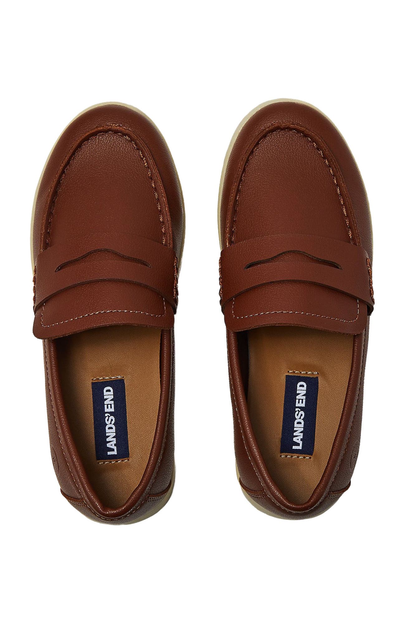 Lands' End Kids Slip On Everyday Penny Loafer, Alternate, color, Rustic Brown