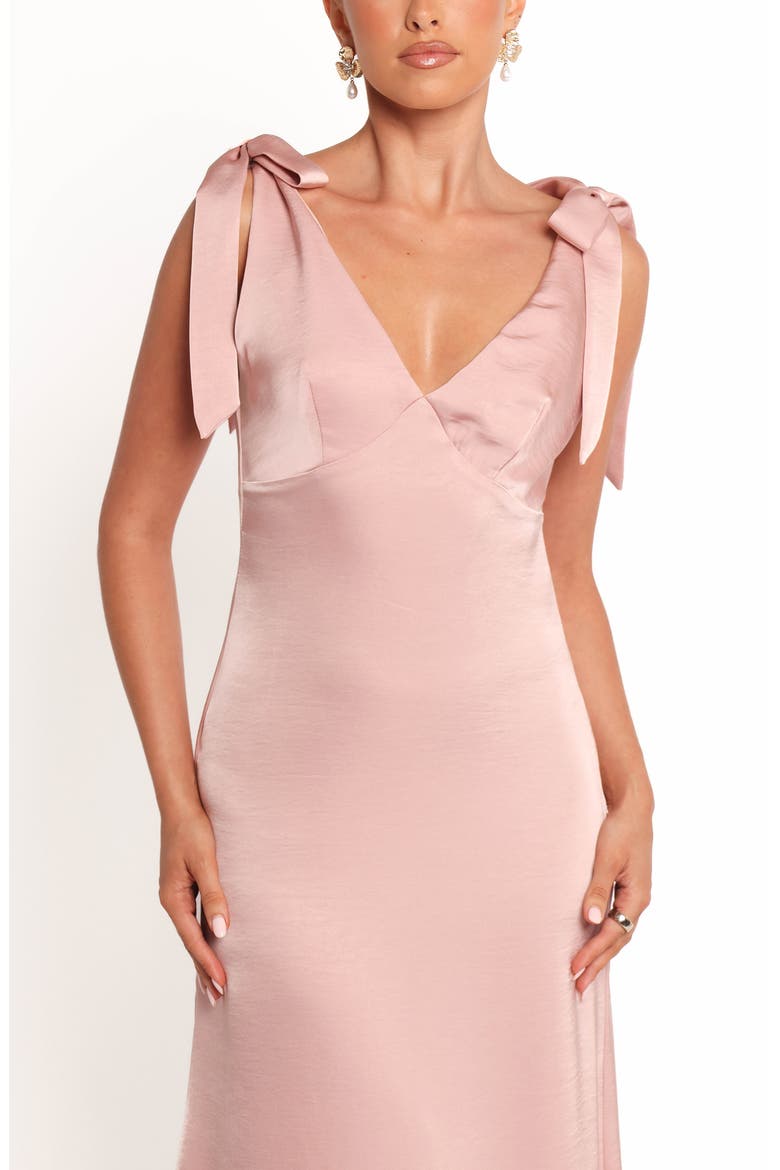 Claudine Satin Evening Dress, Alternate, color, PINK