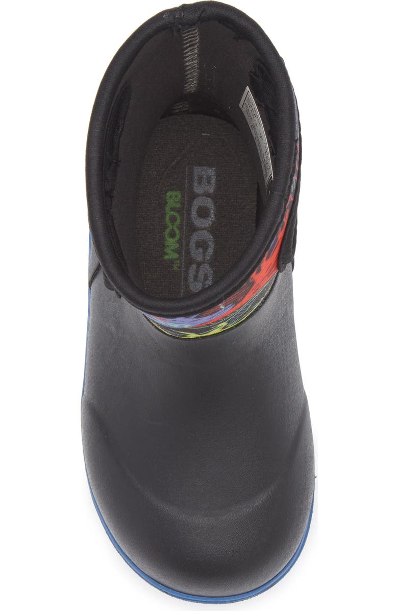 Bogs Kids' Classic Solid Waterproof Rain Boot, Alternate, color, Black Neon Dino Multi