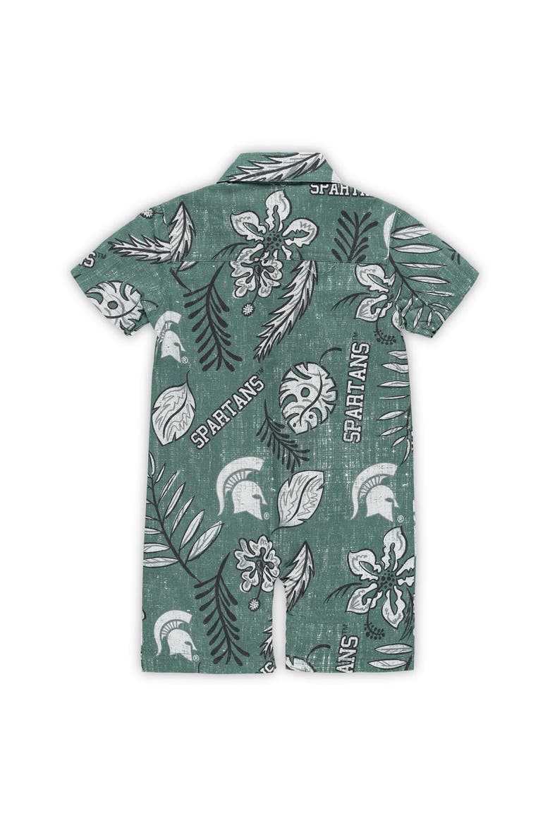 Infant Wes & Willy Green Michigan State Spartans Vintage Floral Romper, Alternate, color, Green