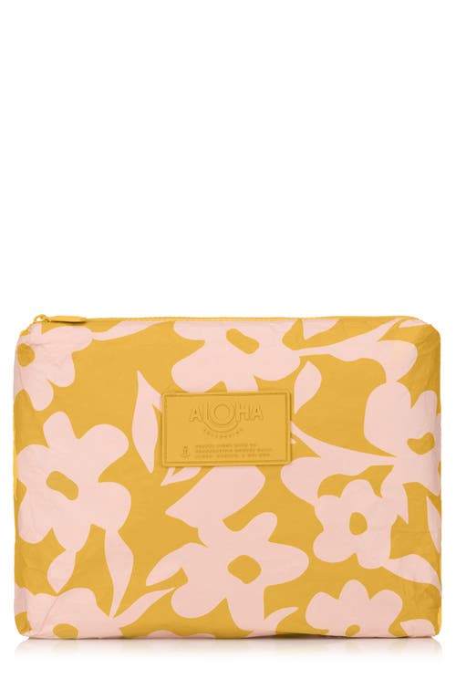Aloha Collection Mid Fall Flowers Water Resistant Tyvek® Zip Pouch In Yellow