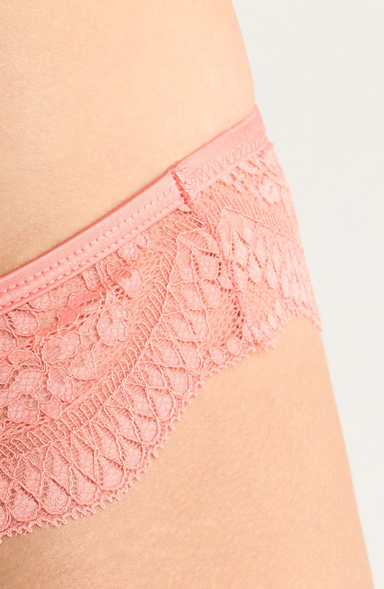 Hunkemöller Robijin Embroidered Mesh Thong, Alternate, color, Lantana