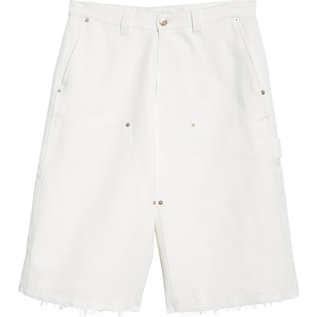 Shop Wales Bonner Kingston Oversize Cutoff Shorts In Light Chalk