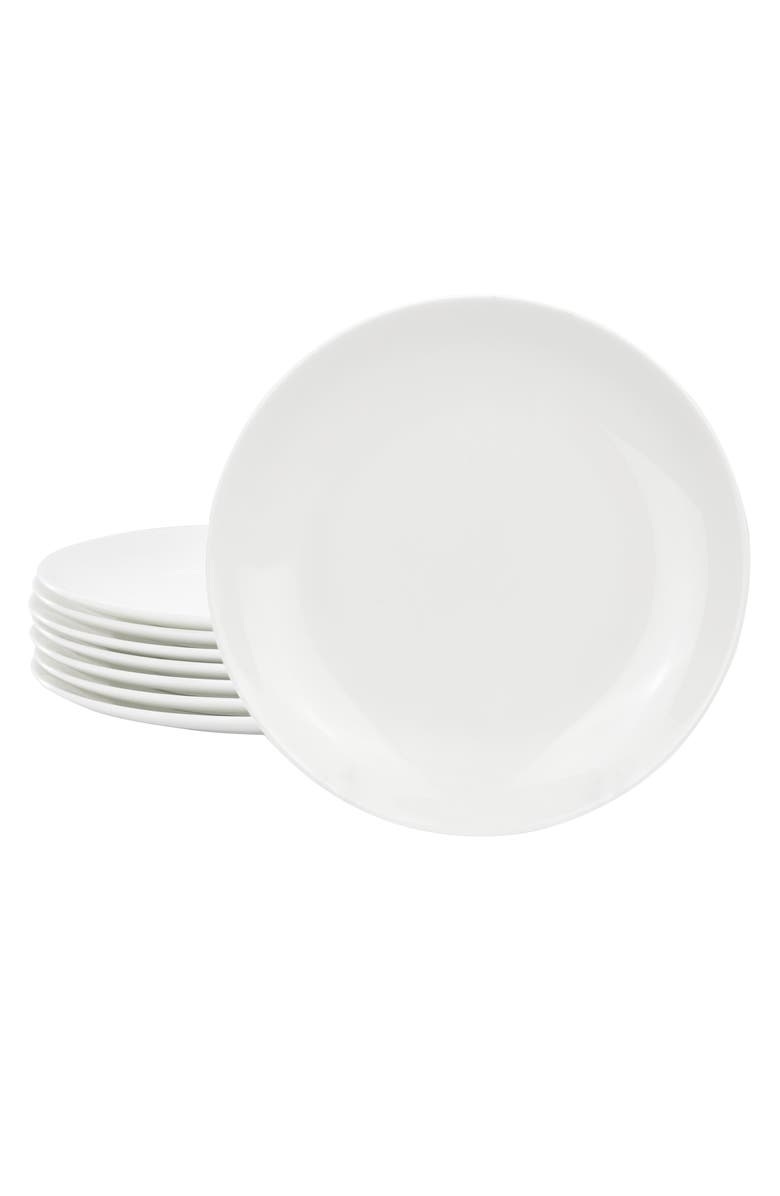 Gibson Elite White Peninsula 8 Piece 7.75 Inch Bone China Dessert Plate Set, Main, color, White