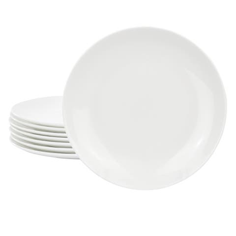White Peninsula 8 Piece 7.75 Inch Bone China Dessert Plate Set