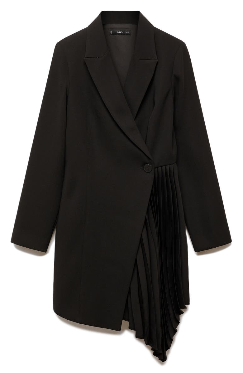 MANGO Pleated Asymmetric Long Sleeve Blazer Dress, Alternate, color, 