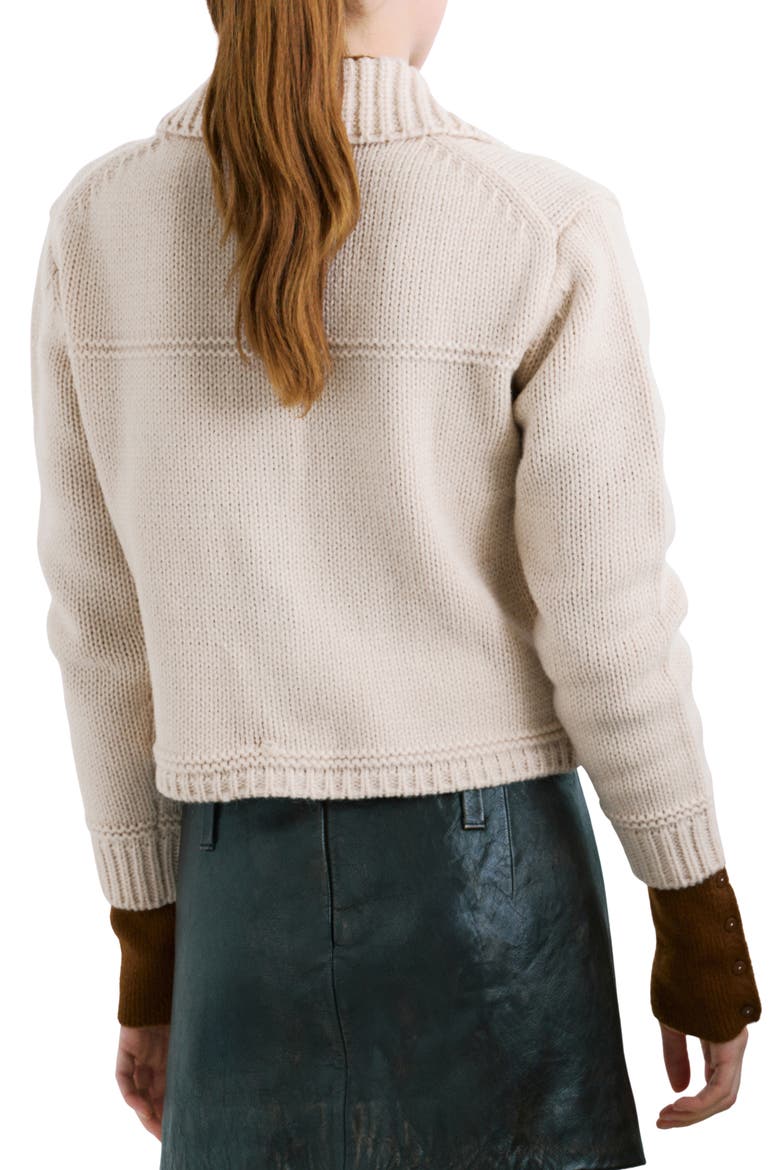 Faceted Button Cardigan, Alternate, color, SAND