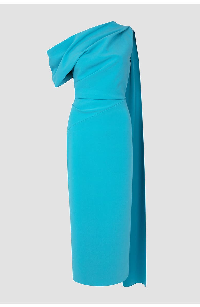 Roksanda Maite One Shoulder Midi Dress, Alternate, color, Azure