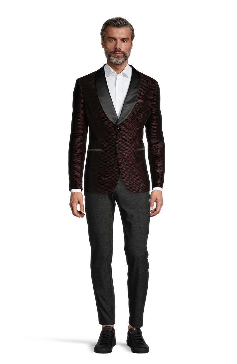 SOUL OF LONDON Shawl Collar Two Button Tuxedo Jacket, Alternate, color, Burgundy