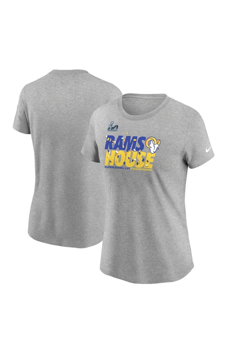 Nike Women's Nike Heathered Gray Los Angeles Rams Super Bowl LVI Champions Confetti T-Shirt, Main, color, 