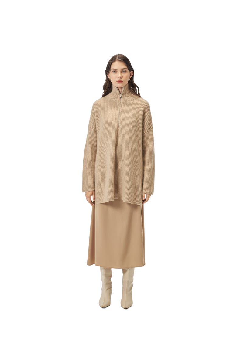 GOBI Mongolian Cashmere Cashmere Quarter-Zip Sweater, Alternate, color, Warm Grey