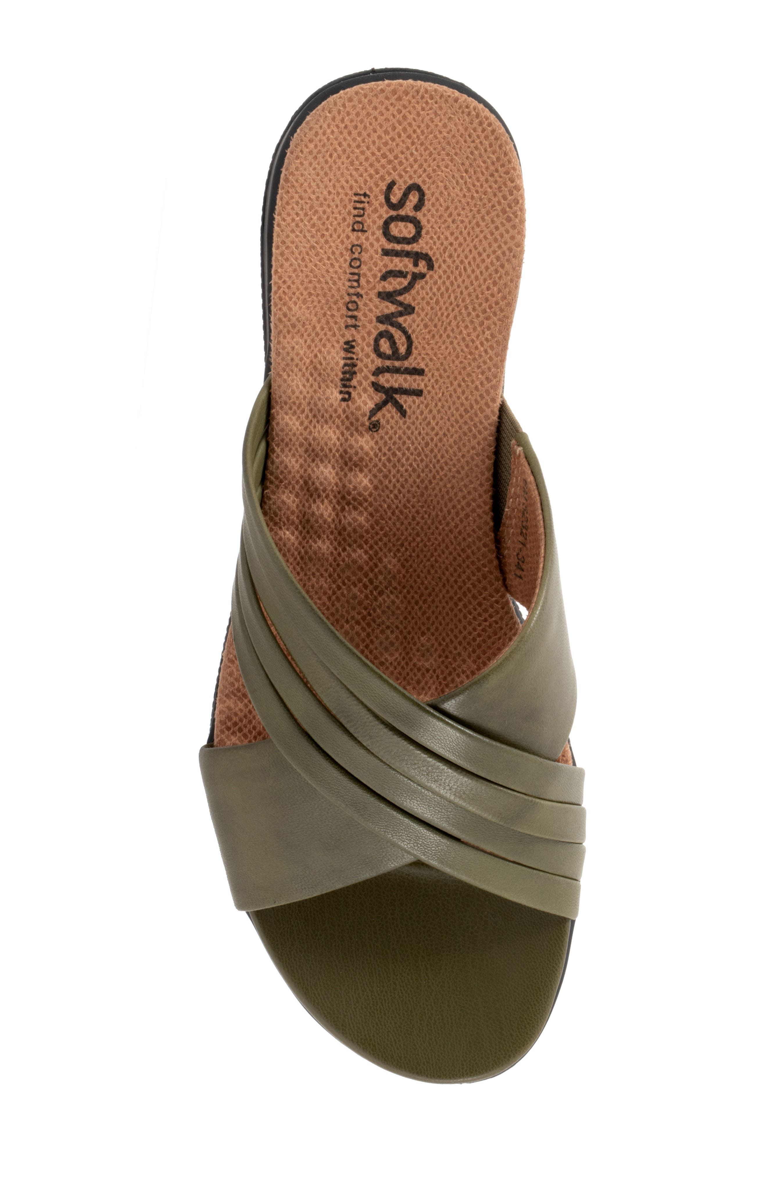 Tillman 5.0 Leather Cross Strap Slide Sandal, Alternate, color, DARK OLIVE