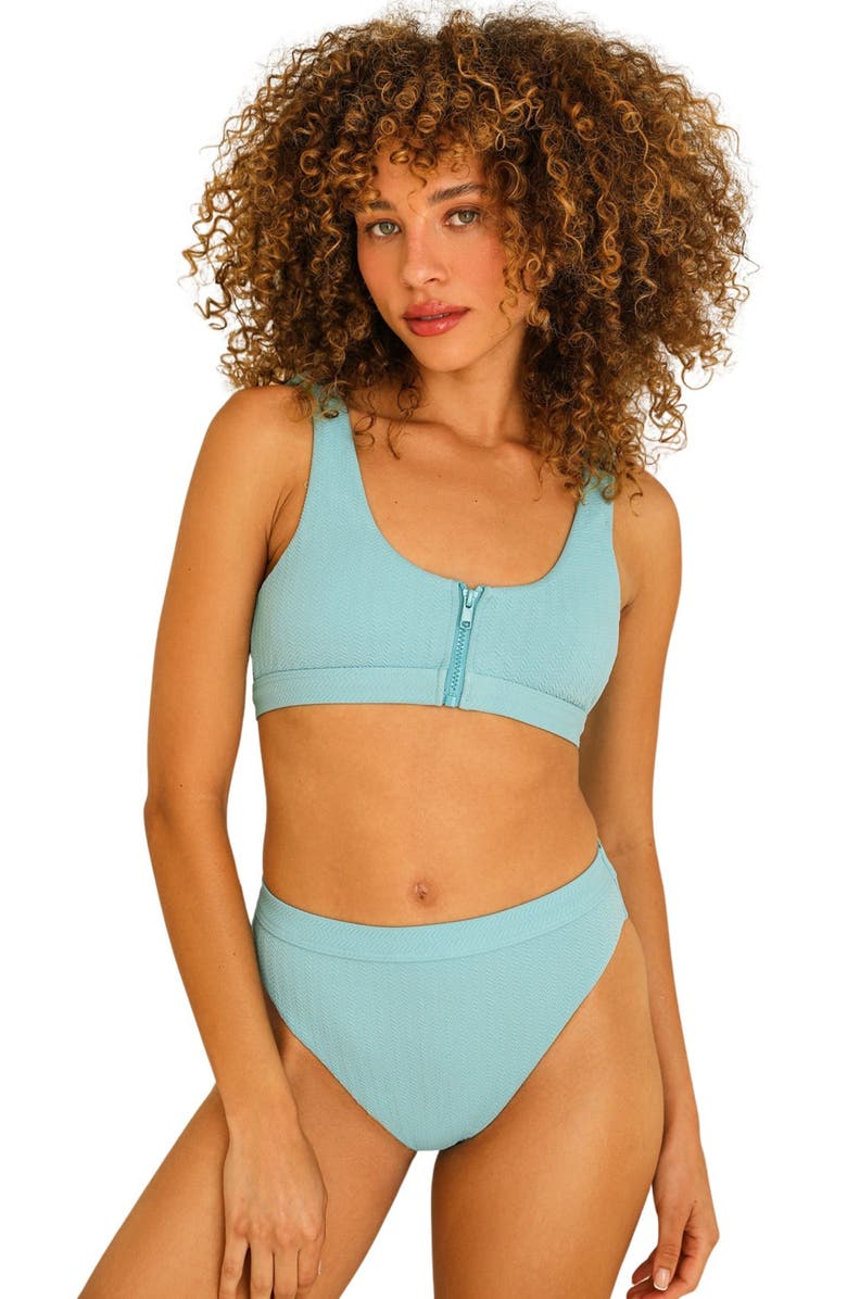 Dippin Daisys Wave Front Zipper Closure Bikini Top, Main, color, Surf Rider