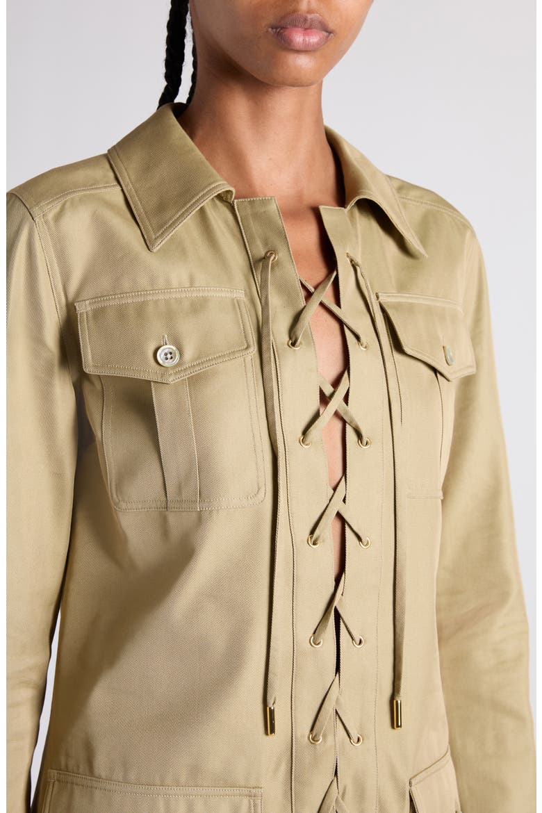 Long Sleeve Cotton & Silk Twill Utility Dress, Alternate, color, FG710 PALE SAGE