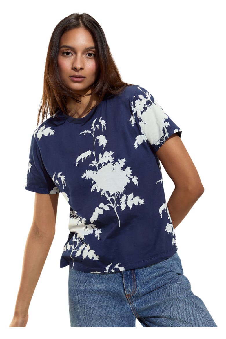 Everyday Cotton Tee, Alternate, color, Navy/White