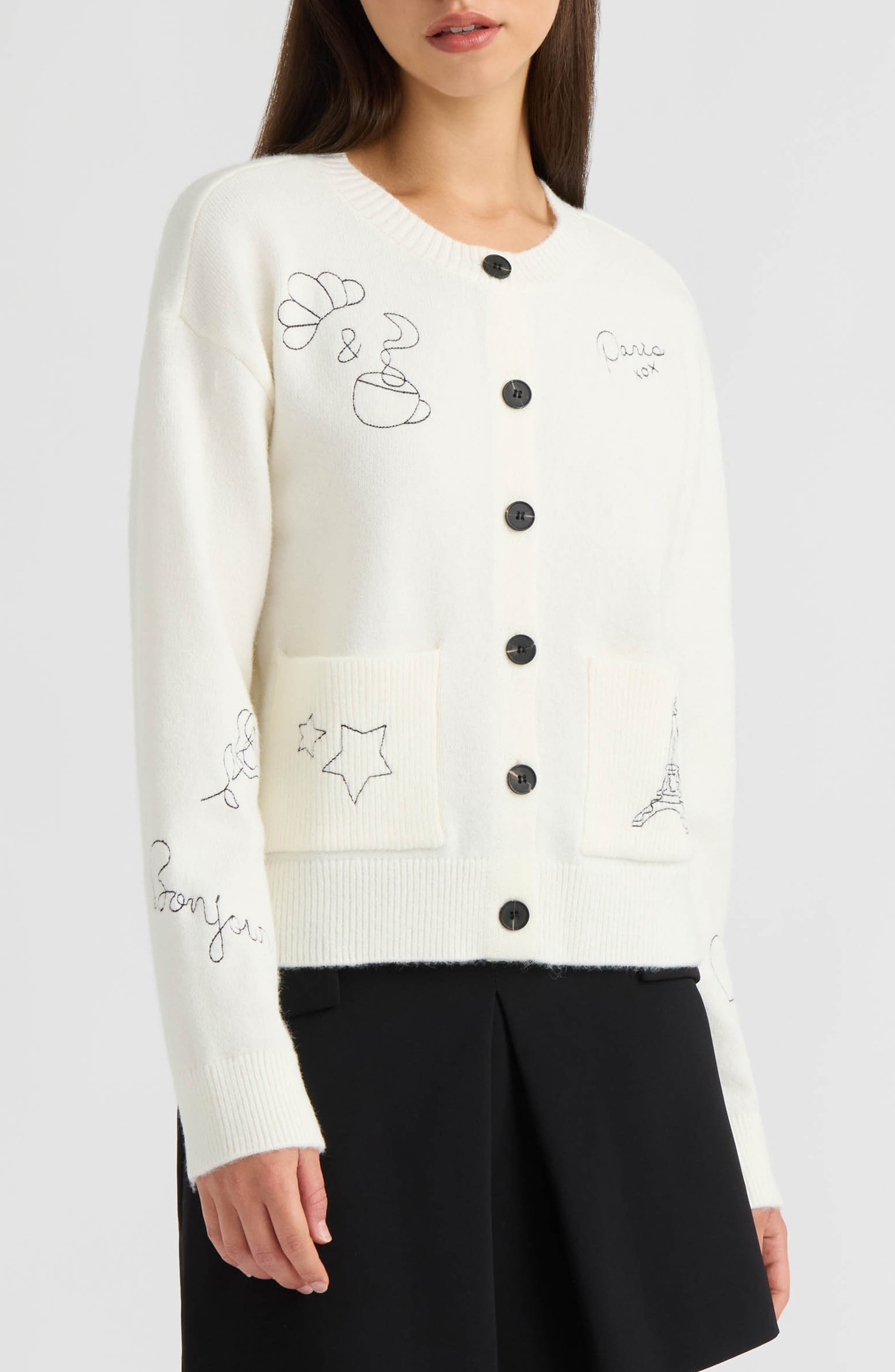 Paris Embroidered Cardigan