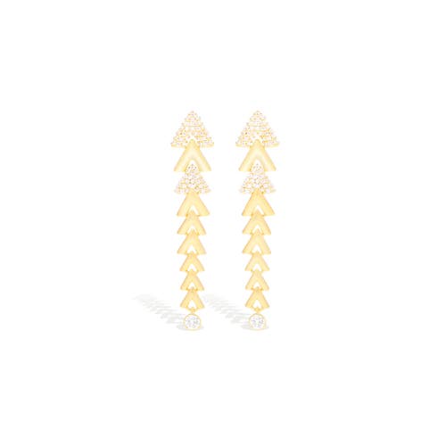 Campbell + Charlotte Spark Chevron Link Chandelier Earring In Gold