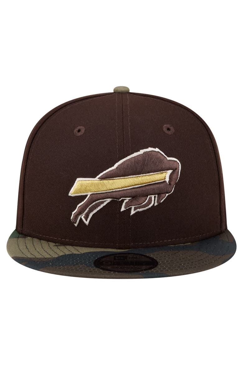 Men's New Era  Dark Brown Buffalo Bills Burnt Wood Camo 9FIFTY Snapback Hat, Alternate, color, Dark Brown