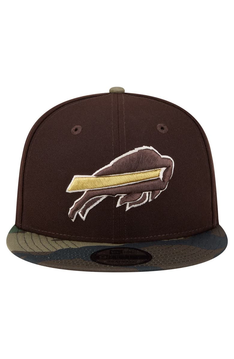 New Era Men's New Era Dark Brown Buffalo Bills Burnt Wood Camo 9FIFTY Snapback Hat, Alternate, color, Dark Brown