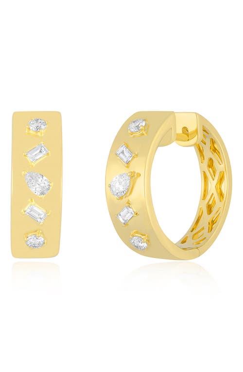 EF Collection Diamond Hoop Earrings in Yellow Gold 