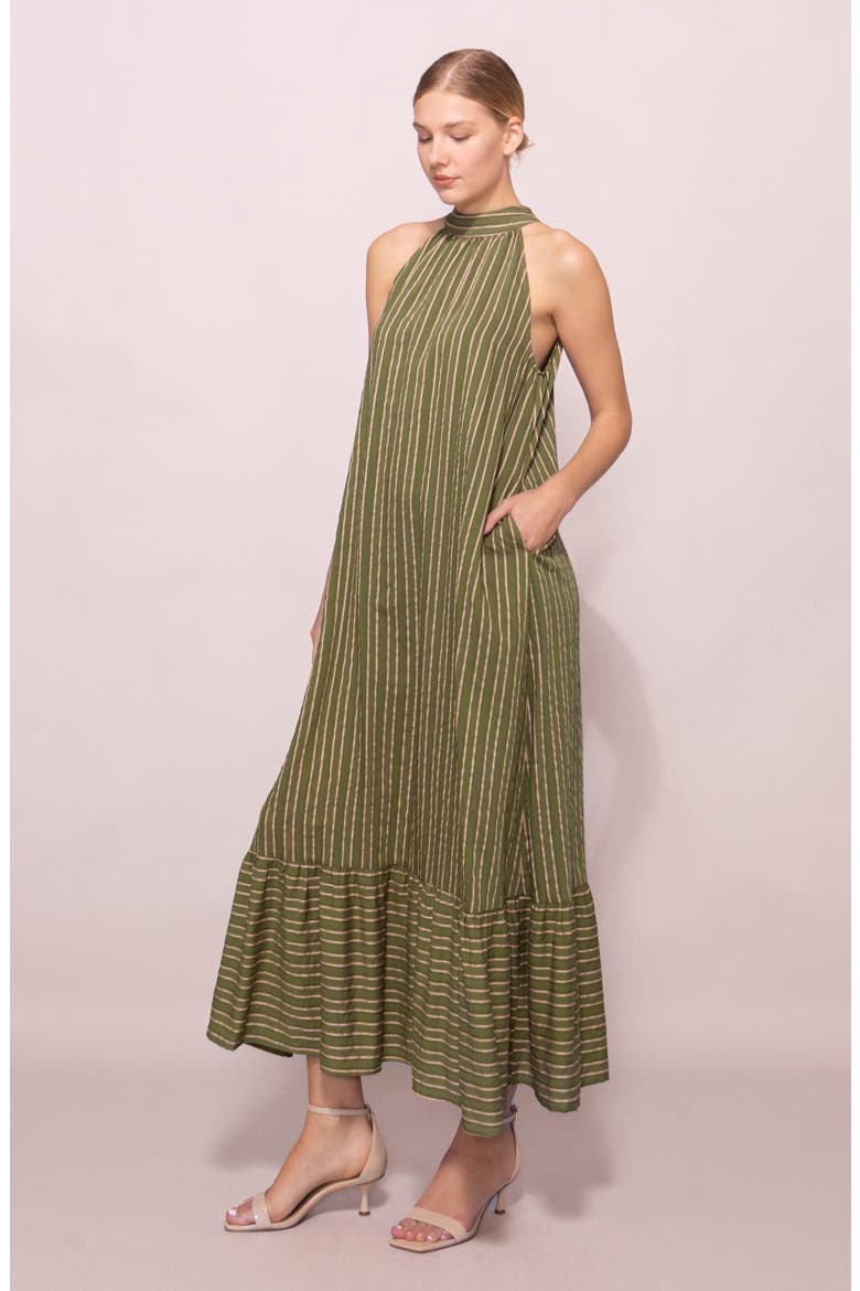 Stripe Mock Neck Maxi Sundress, Alternate, color, OLIVE STRIPE