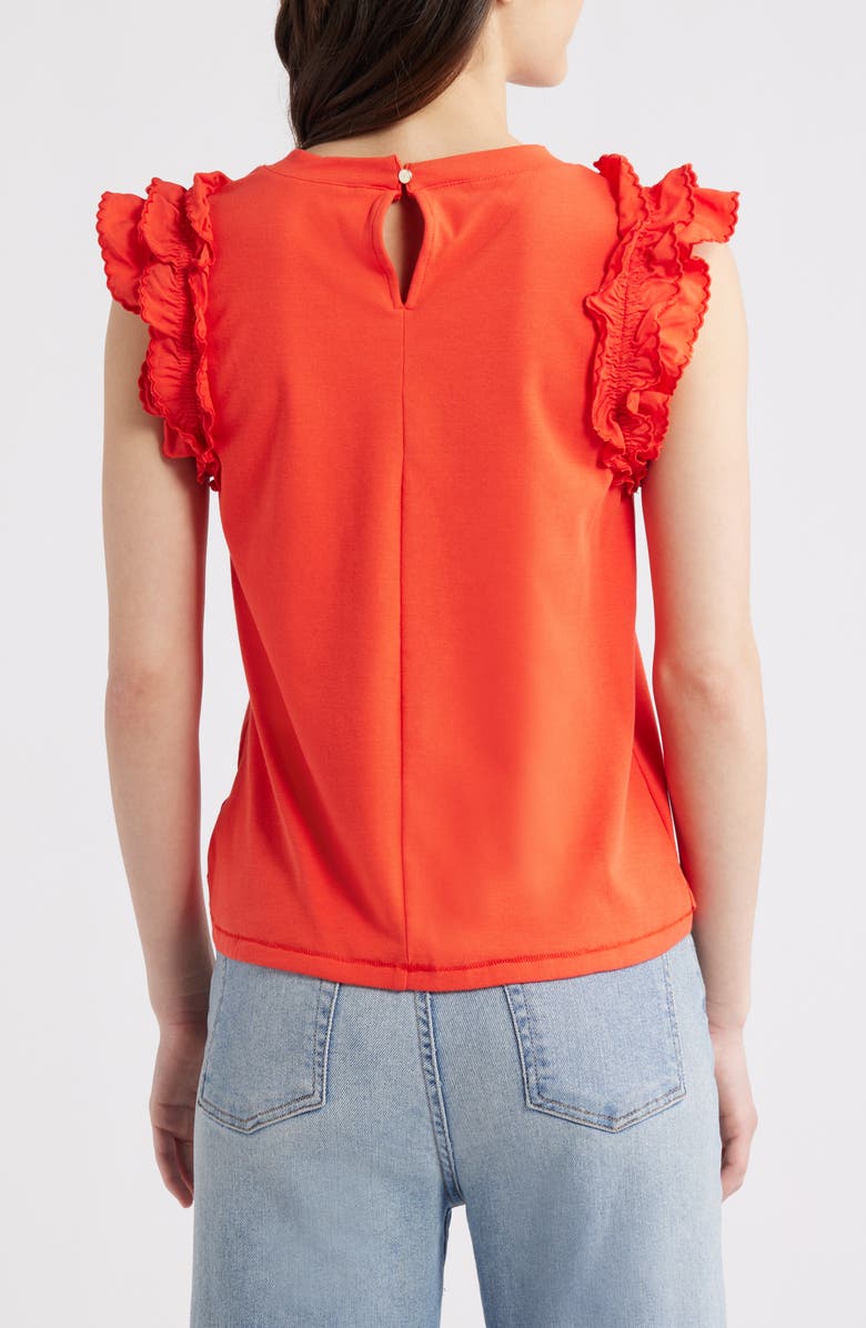 Wit & Wisdom Ruffle Sleeve Top, Alternate, color, Poppy Red