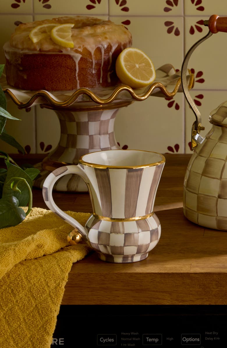 MACKENZIE CHILDS Mocha Check Ceramic Mug, Alternate, color, Mocha
