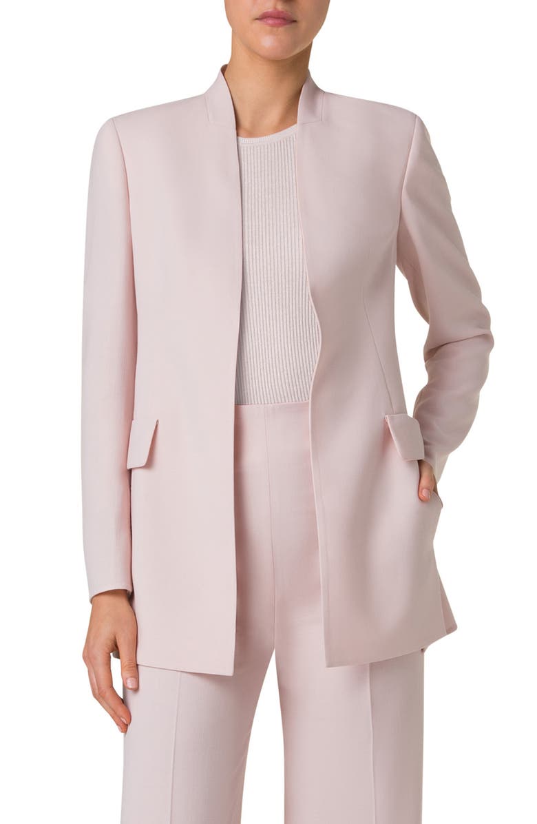 Akris Alvar Wool Blend Double Face Open Front Jacket, Main, color, Pale Pink