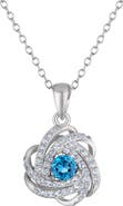 FZN Sterling Silver & Stone Knot Pendant Necklace