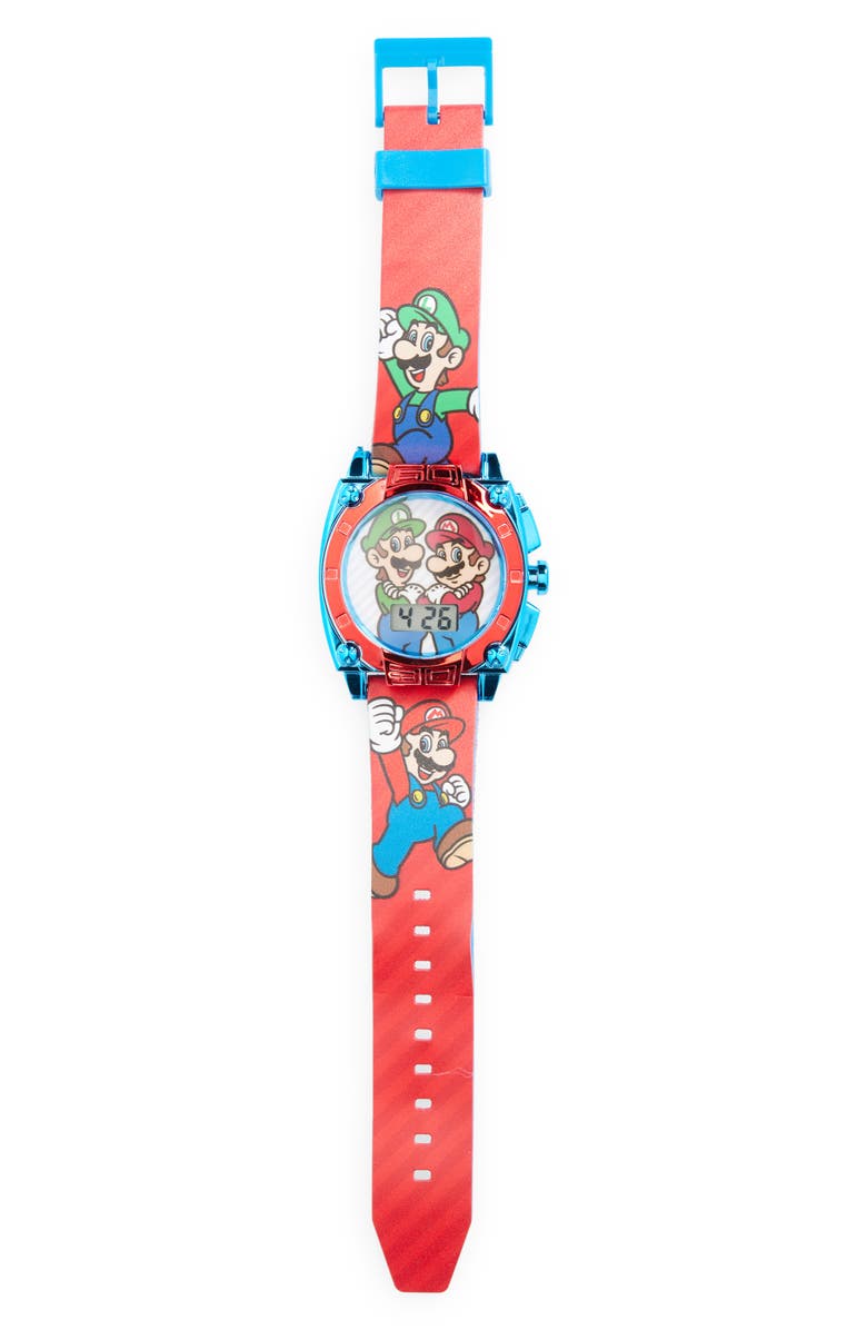 Accutime Kids' Mario & Luigi Digital Watch, Main, color, Blue/ White
