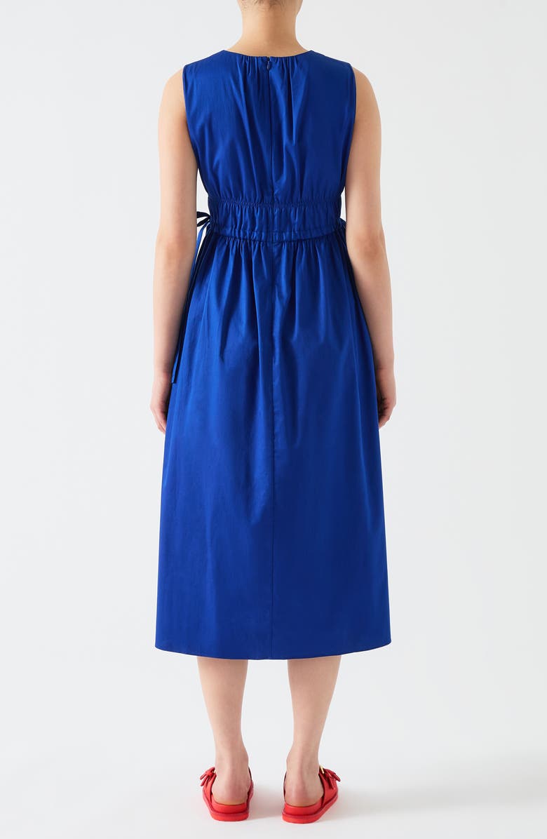 LK Bennett Lea Sleeveless Tie Waist Cotton Midi Dress, Alternate, color, Ultra Blue