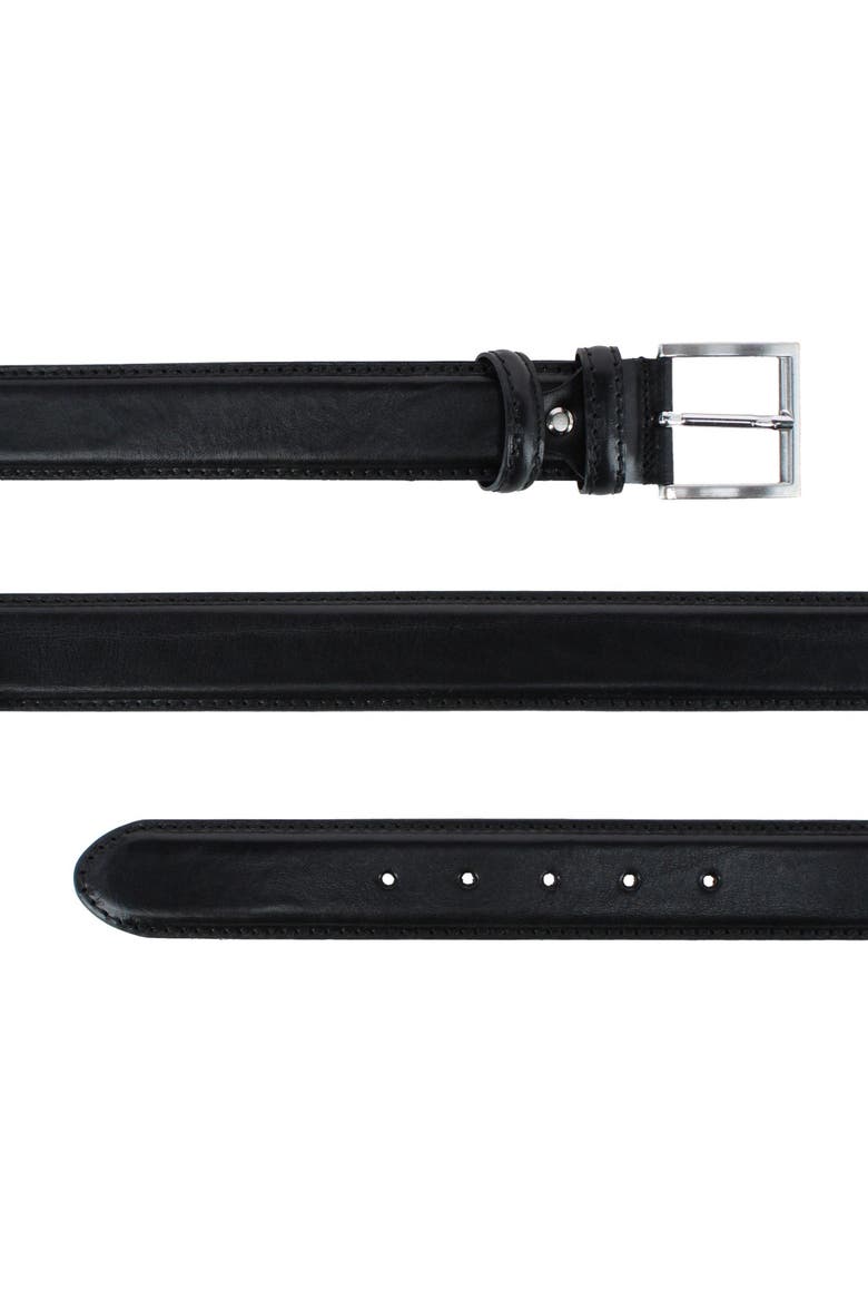 Rocco 40mm Premium Italian Leather Contrast Stitch Jean Belt, Alternate, color, Black