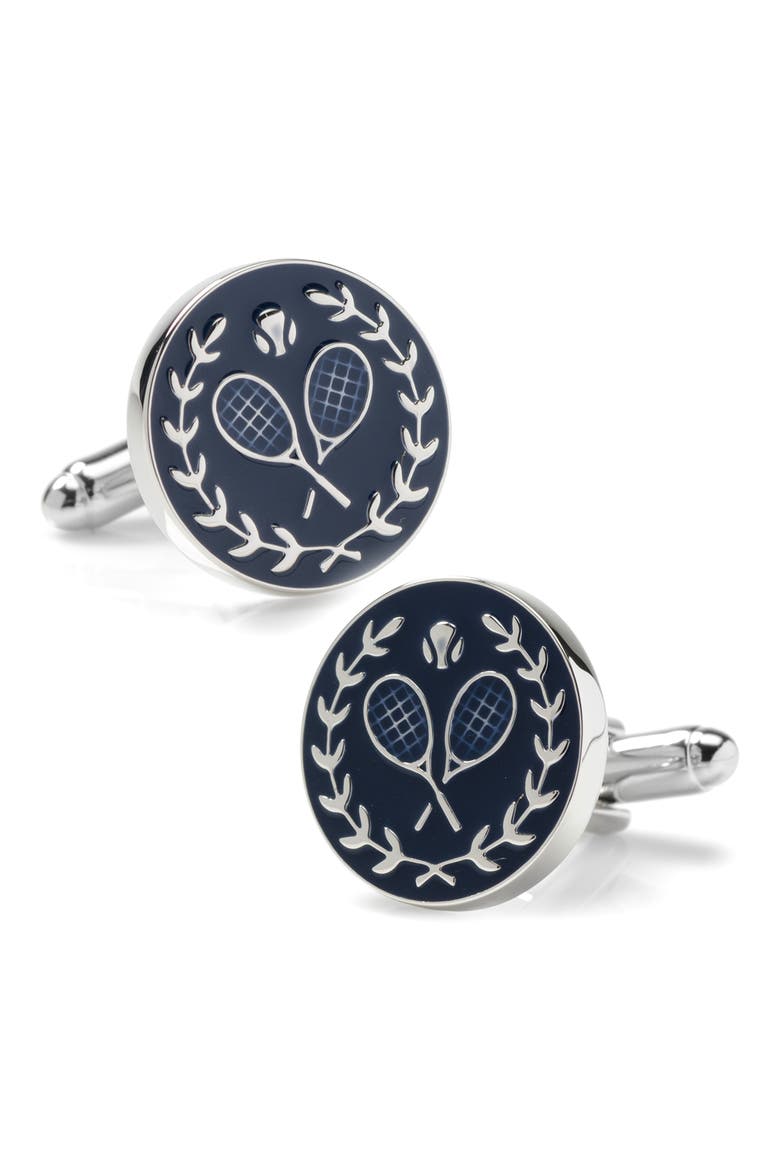 Tennis Enthusiast Cuff Links, Alternate, color, SILVER