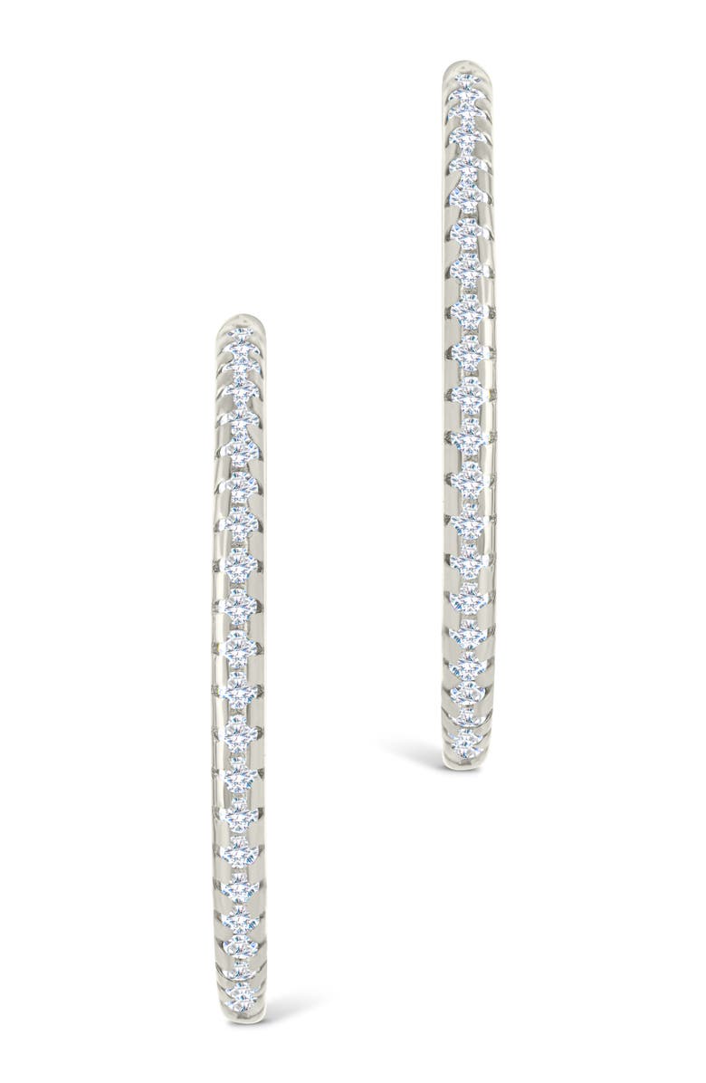 Sterling Forever Lilia Cubic Zirconia Infinity Hoop Earrings, Alternate, color, Silver