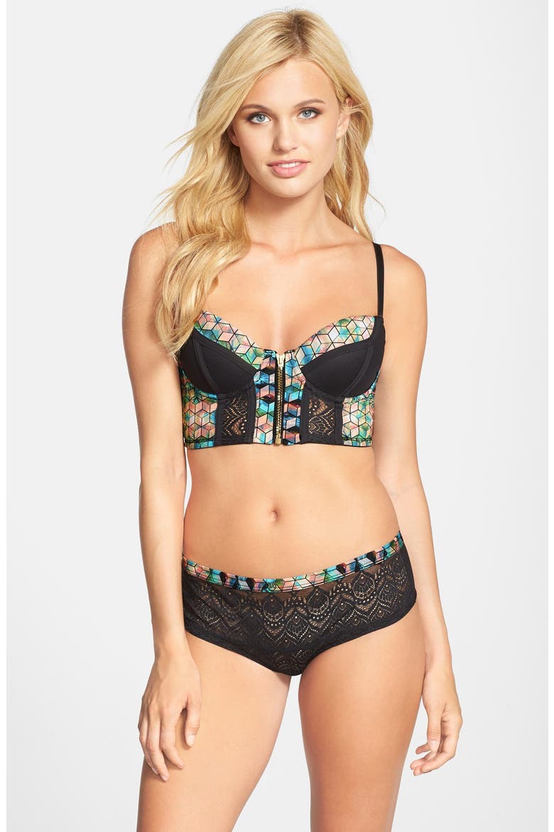 'Dusky Dawn' Underwire Bustier, Alternate, color, BLUE MULTI