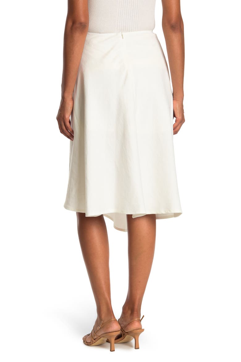 Linen Blend Asymmetrical Hem Midi Skirt, Alternate, color, OFF WHITE