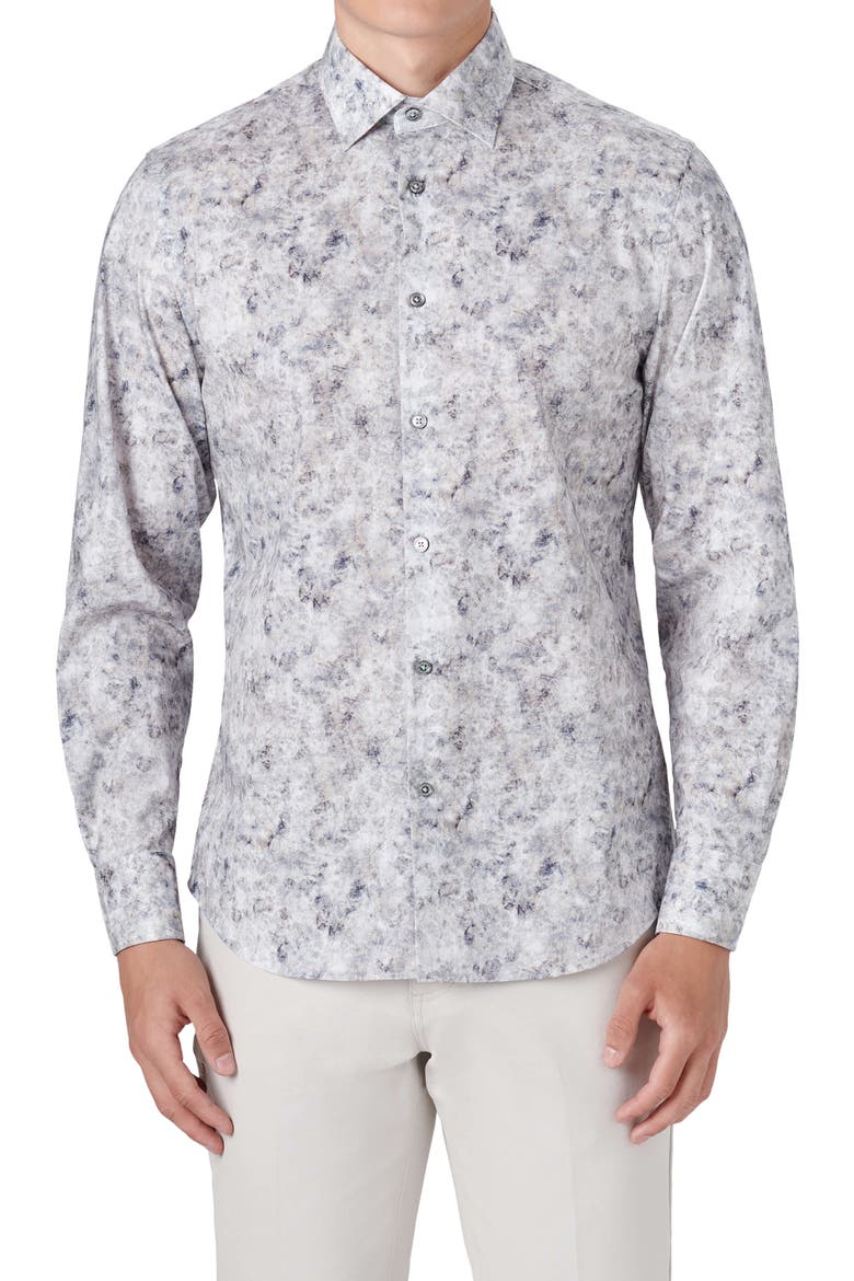 Shaped Fit Button-Up Shirt, Main, color, STONE