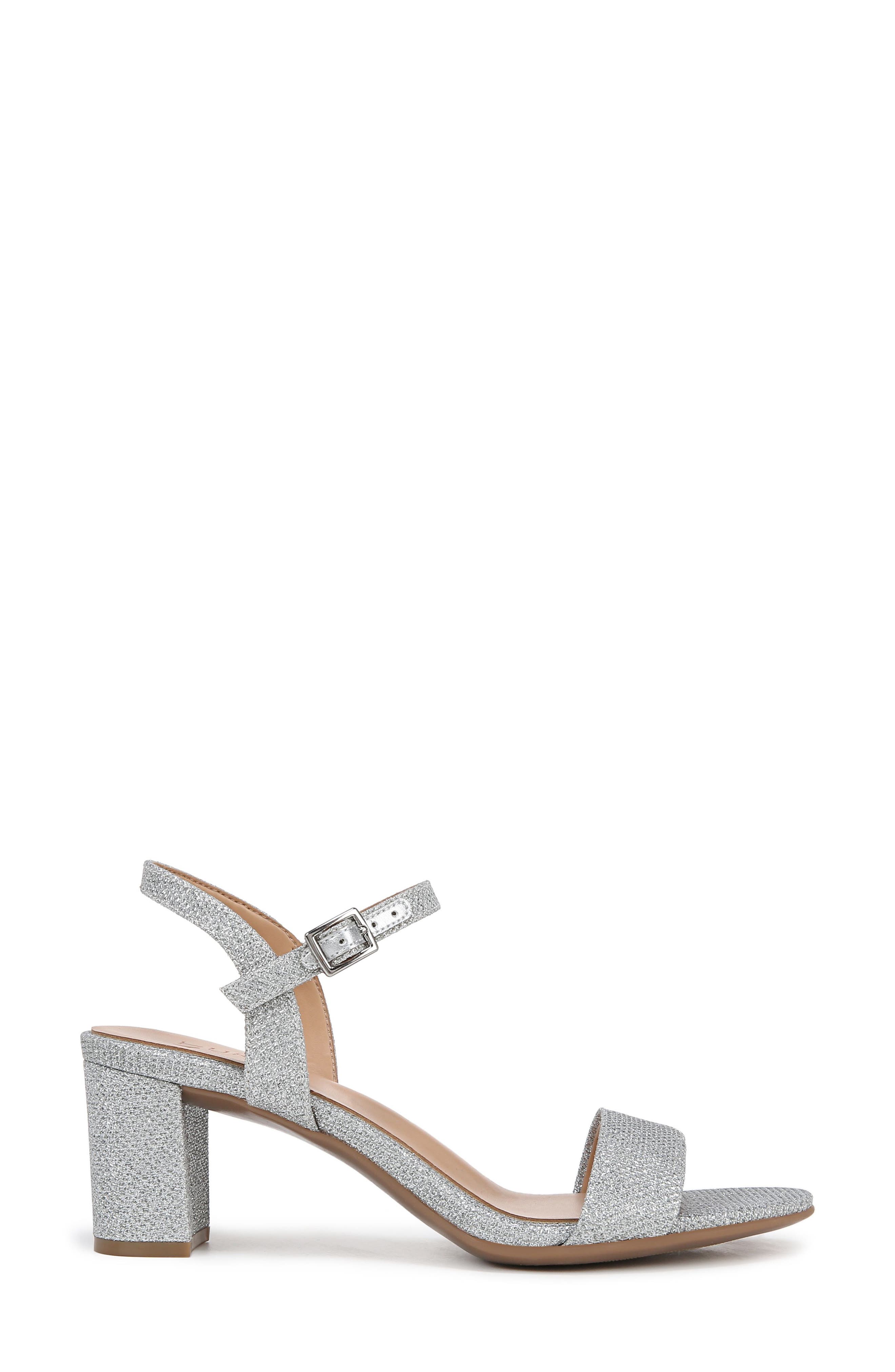 Naturalizer Bristol Block Heel Ankle Strap Sandal, Alternate, color, Silver