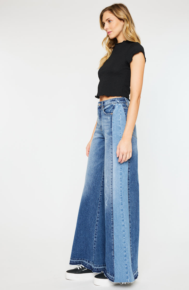 KanCan Clover High Rise Wide Leg Jeans, Alternate, color, Medium Wash