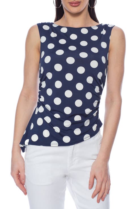 Polka Dot Ruched Tank Top