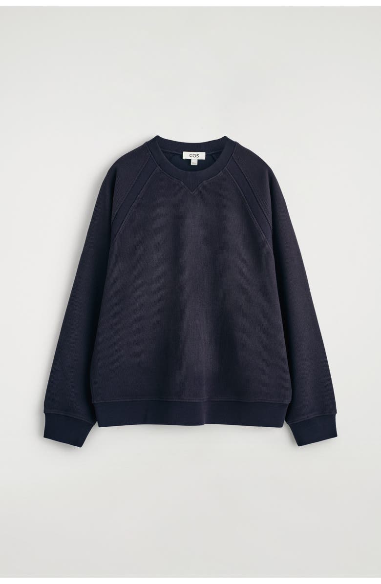 COS Corduroy-Jersey Sweatshirt, Alternate, color, Navy